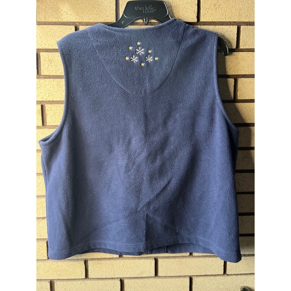 VTG Breckenridge Womens Fleece Vest Winter Scene Embroidered Blue Size L Granny - Picture 5 of 6